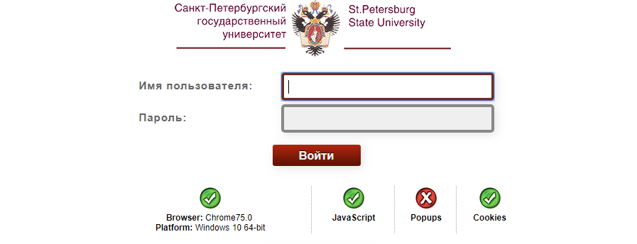 Вход в личный кабинет СПбГУ